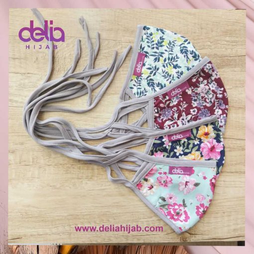 Masker Kain Motif - Masker Motif Floral - Delia Hijab 1