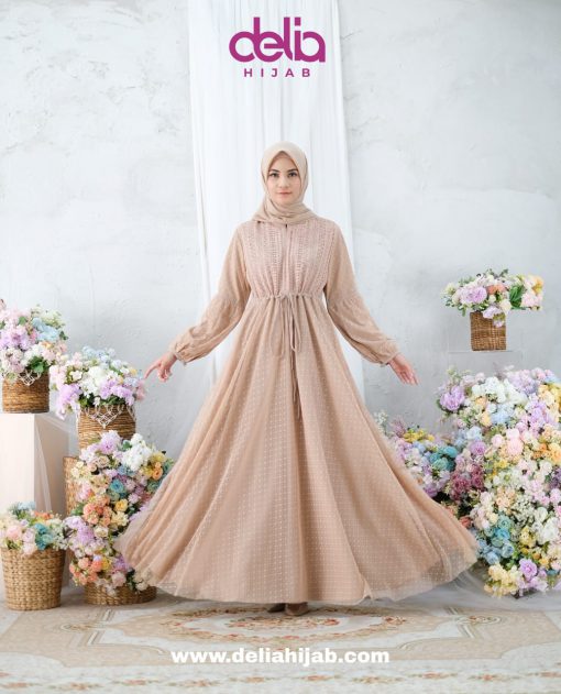 Baju Gamis Lebaran - Kartika Dress - Delia Hijab Cream
