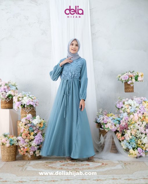 Baju Gamis Lebaran - Kartika Dress - Delia Hijab Tosca